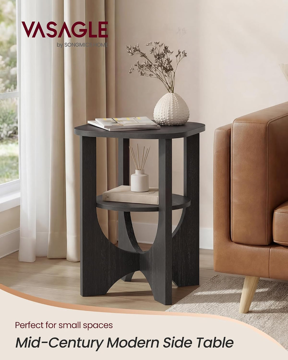 VASAGLE Side Table, 2 Tier Small Accent End Table, Nightstand