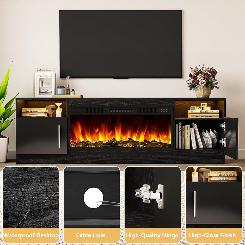 Tavata Fireplace TV Stand 70" Entertainment Center with 36" Firepla...
