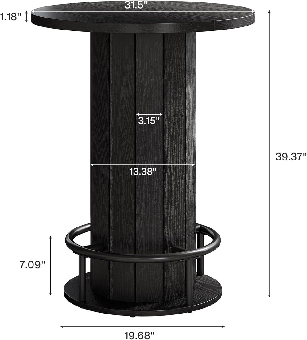 Tribesigns Round Bar Table, 39.4" H Wood Bistro Pub Table with Metal Rin...