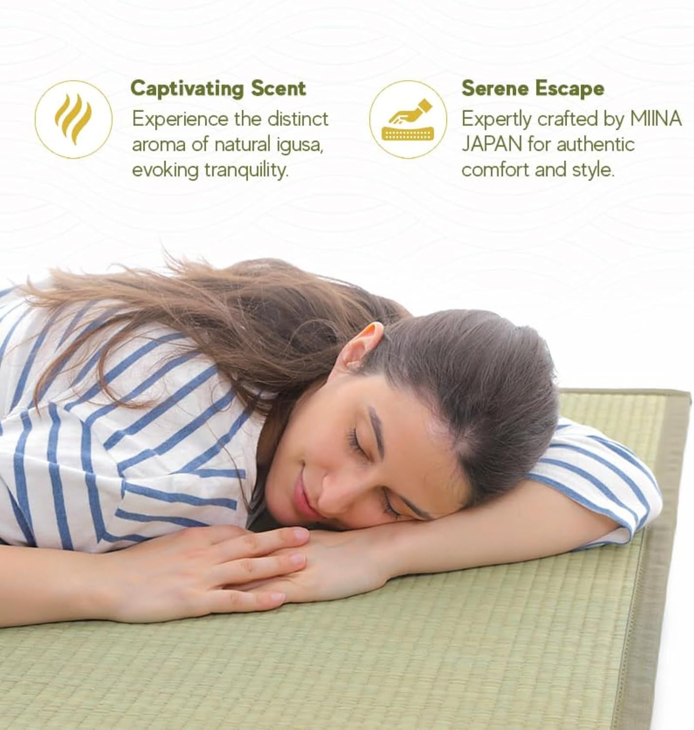 MIINA Japanese Traditional Tatami Mat, Igusa (Rush Grass) Floor Mattress, Futon, 55"x78" (Full, Natural)