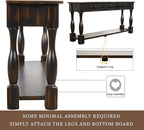 Merax Wood Farmhouse Entry Way Hallway Table with Drawers and Bottom Shelf Narrow Long Sideboard for Living Room (Distressed Black)