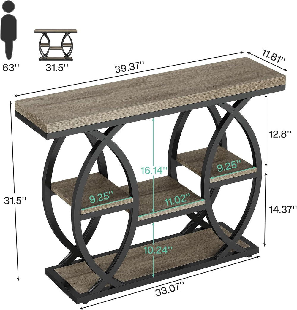 Tribesigns 39.4" Console Table, 4-Tier Sofa Table, Accent Tables, Grey |...