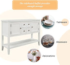 Merax Modern Wood Buffet Cabinet with Storage Shelf, 2 Drawers and 2 Cabinets Buffet Coffee Bar Table for Living Room Dinning Room Kitchen (White)