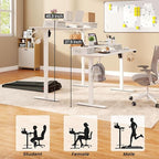 Standing Desk with Drawers and Brushless Motor,Electric Height Adjustable Desk for Walking Pad,Ergonomic Stand Up Desk for Home Office & Gaming,3 Memory Height Preset & Hooks(48" x 24",White)