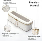 Aveniee Clear Makeup Brush Bag,Slim Cosmetic Brush Holder,Small Toiletry Bag Mini Travel Case for Women,Thin Make up Bags with Dual Zipper,Cute Travel Essentials Organizer,White