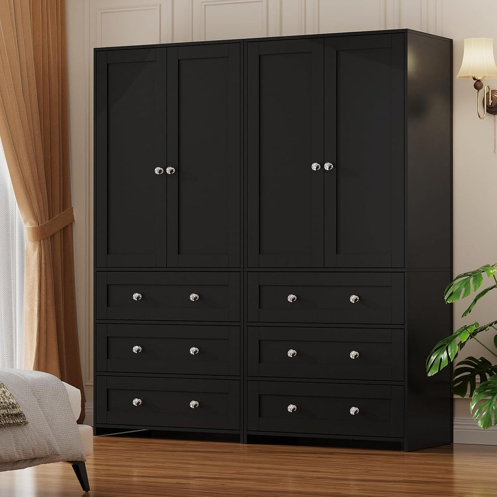 VOWNER 71" Tall Armoire Wardrobe Closet with Drawers and Mirror