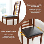 GOFLAME Wooden Dining Chairs Set of 2, Upholstered Kitchen Side Chairs with Faux Leather Padded Seat & Rubber Wood Frame, Mid-Century Dinette Chairs for Dining Room, Restaurant
