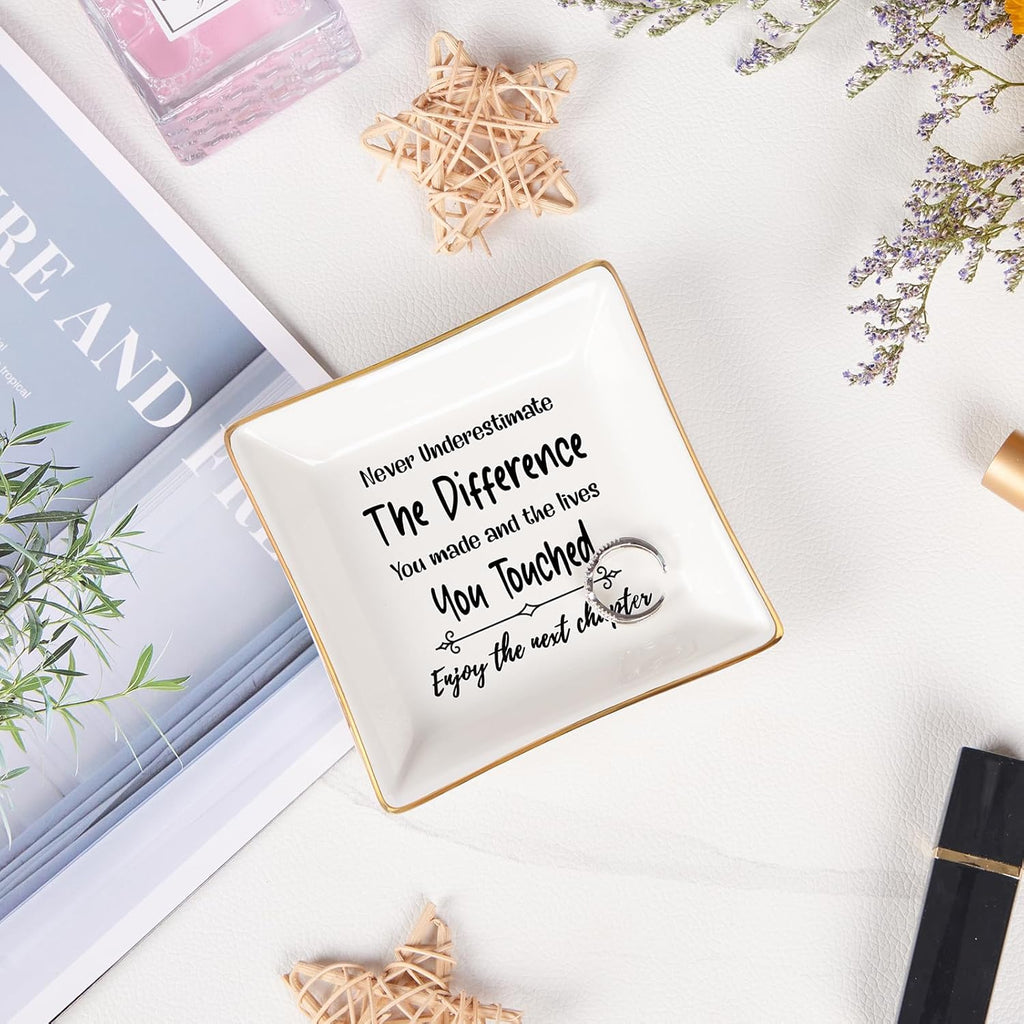 Spegiffu Retirement Gifts for Women Coworker Leaving Gifts Going Away Gift Retirement Gift Jewelry Dish for Friends Retired Teachers Nurses Doctor Boss Goodbye Farewell Gifts for Coworkers New Job