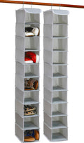 Simple Houseware 2 Pack 10 Shelves Hanging Organizer, Grey