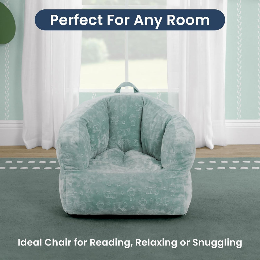 Delta Children - Serta Kids Plush Barrel Toddler Chair, Soft Foam Chair Bean Bag Chair Alternative for Boys and Girls, Cozy Seat for Reading, Watching Cartoons, Playroom Nursery Bedroom, Sage
