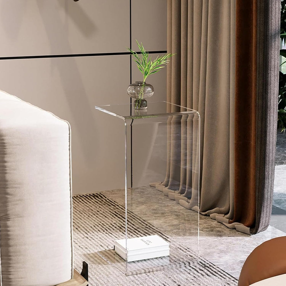 Acrylic C-Shaped End Table, Clear Side Tables for Living Room, Coffee/Drink/F...
