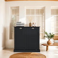 Tilt Out Laundry Hamper Cabinet with Removable Basket, Double Hidden Laundry Hamper Cabinet, Wood Bathroom Storage Cabinet, Free Standing Home Organizer, (Black)