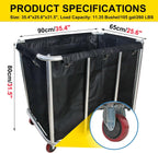 Laundry Cart Commercial,11.35 Bushel (105 Gal) Large Industrial Rolling Laundry Hamper with 4 Inch Wheels,Home Heavy Duty Laundry Baskets with Stainless Steel Frame, 260 LBS Weight Capacity (Black)