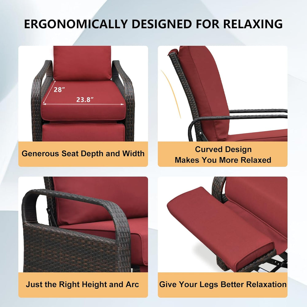 Skypatio Dual-use Indoor/Outdoor Wicker Adjustable Recliner Chair, Patio Rela...