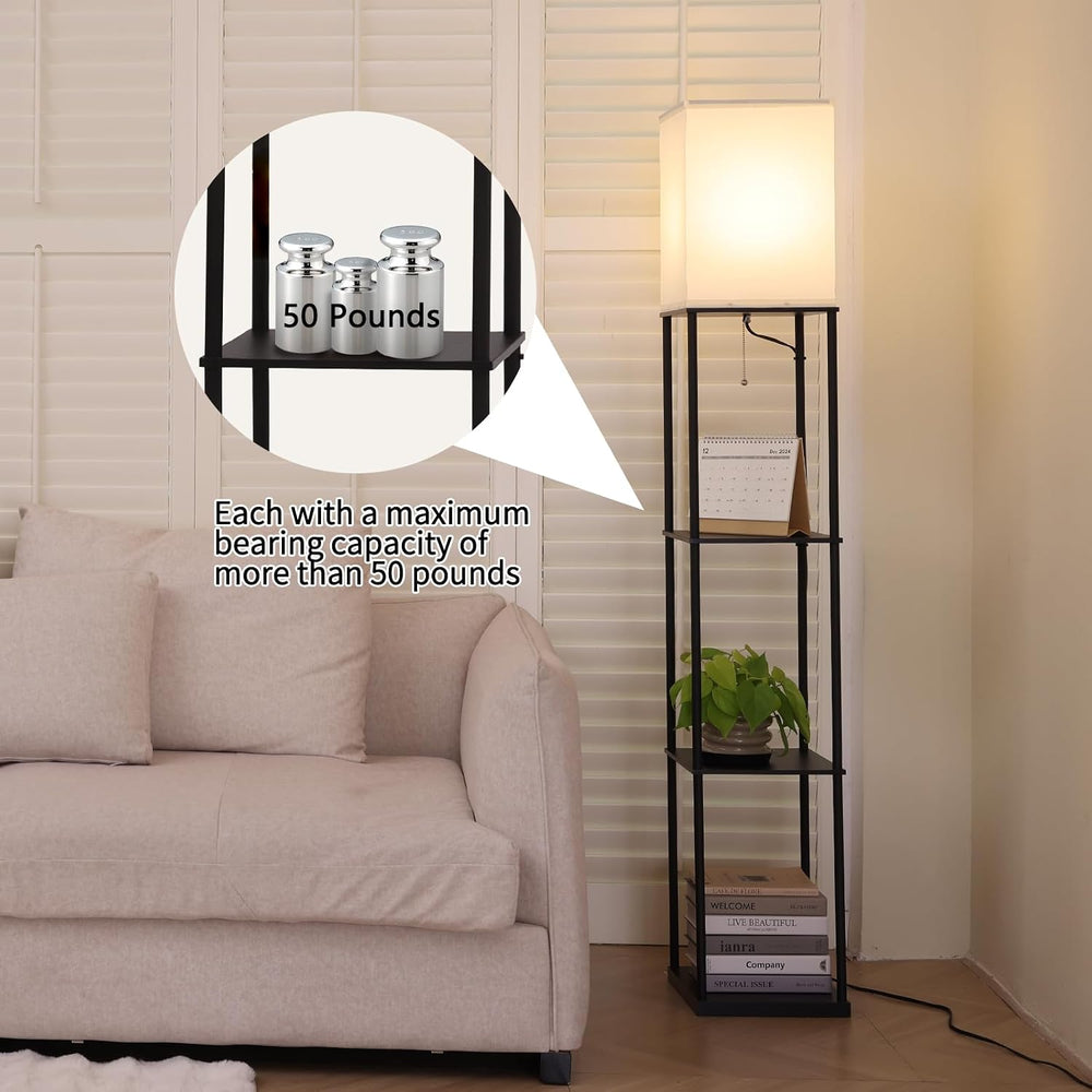 Gupuzm Floor Lamp with Shelves, Modern Square Standing Lamp with 3 Color Temp...