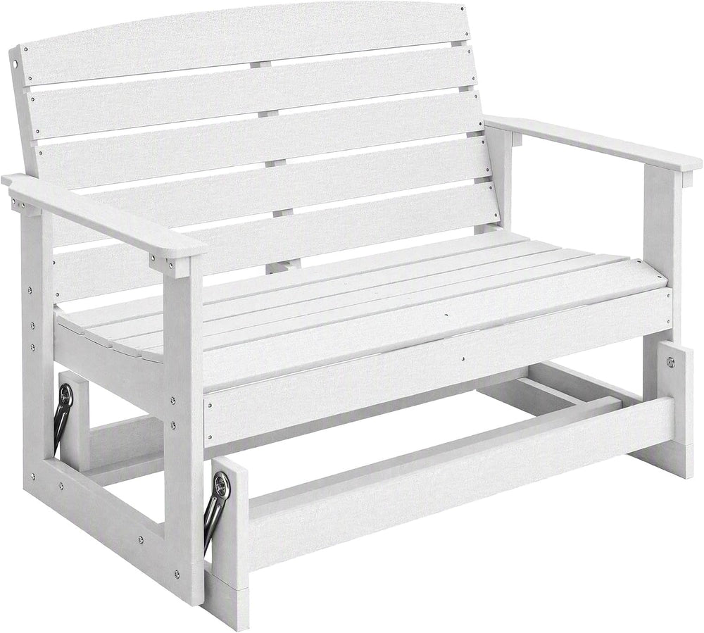 Outsunny 2-Person Outdoor Glider Bench HDPE Weather Resistant White