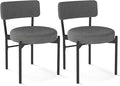 Giantex Boucle Dining Chairs Set of 2, Sherpa Upholstered Kitchen Chairs w/Curved Backrest, Padded Seat & Metal Legs, Modern Accent Armless Side Chairs for Dining Living Room, Restaurant