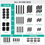 WALI Universal TV Mounting Hardware Kit Set Includes M4 M5 M6 M8 TV Screws and Spacer Fit Most TVs up to 80 inch (UVSP), Black