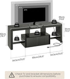 TV Stand with Power Outlet, Modern TV Cabinet for 55 60 inch TVs, Media TV Console with LED Light Strip, Media Entertainment Center with Storage, for Living Room, Bedroom, Black MDS02UDBB