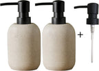 2pcs/Set Beige Hand Soap Dispenser Sets,Resin Liquid Soap Dispenser for Bathroom Countertop,Bathroom Lotion Dispensers-10.6oz.