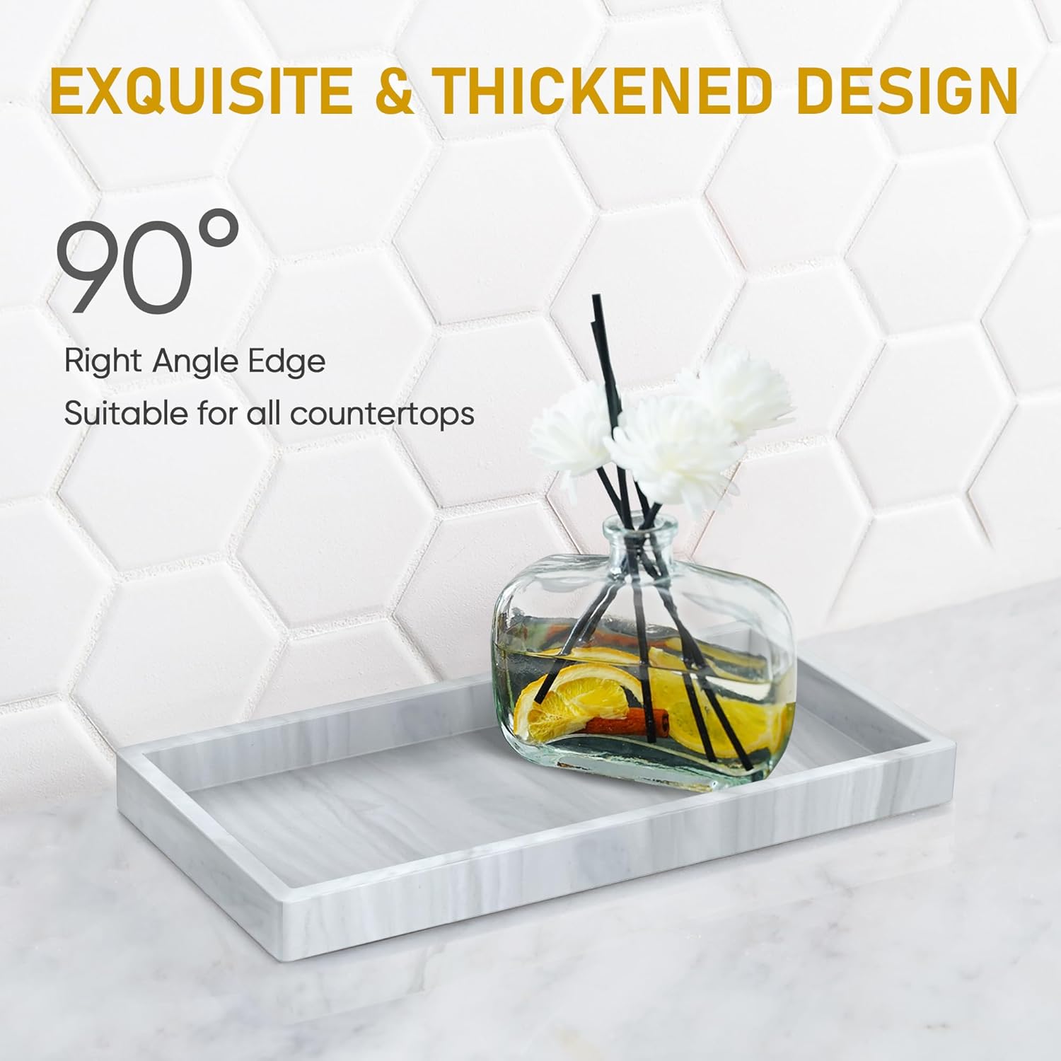 Silicone Bathroom Tray,Shatterproof Silicone Tray for Bathroom Counter,Small Vanity Tray for Bathroom Soap Dispenser Tray Toilet Tank-7.8 * 3.9in