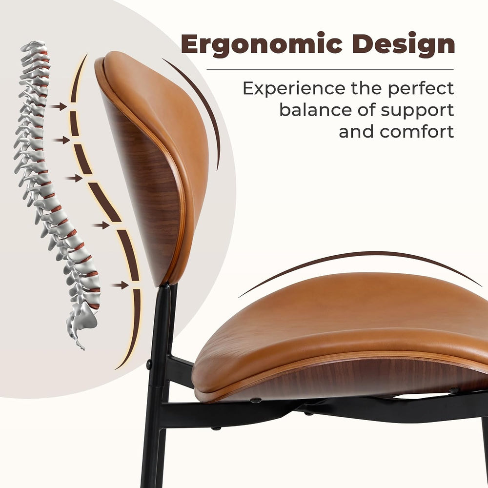 BedsPick Mid-Century Modern Dining Chairs Set of 2, PU Leather Upholstered Di...