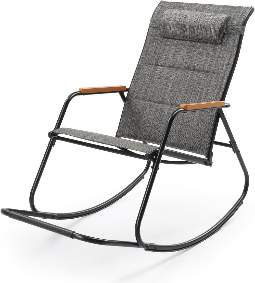 VINGLI Outdoor Rocking Chair, 450lbs Capacity Portable Outdoor Rocker with Fo...