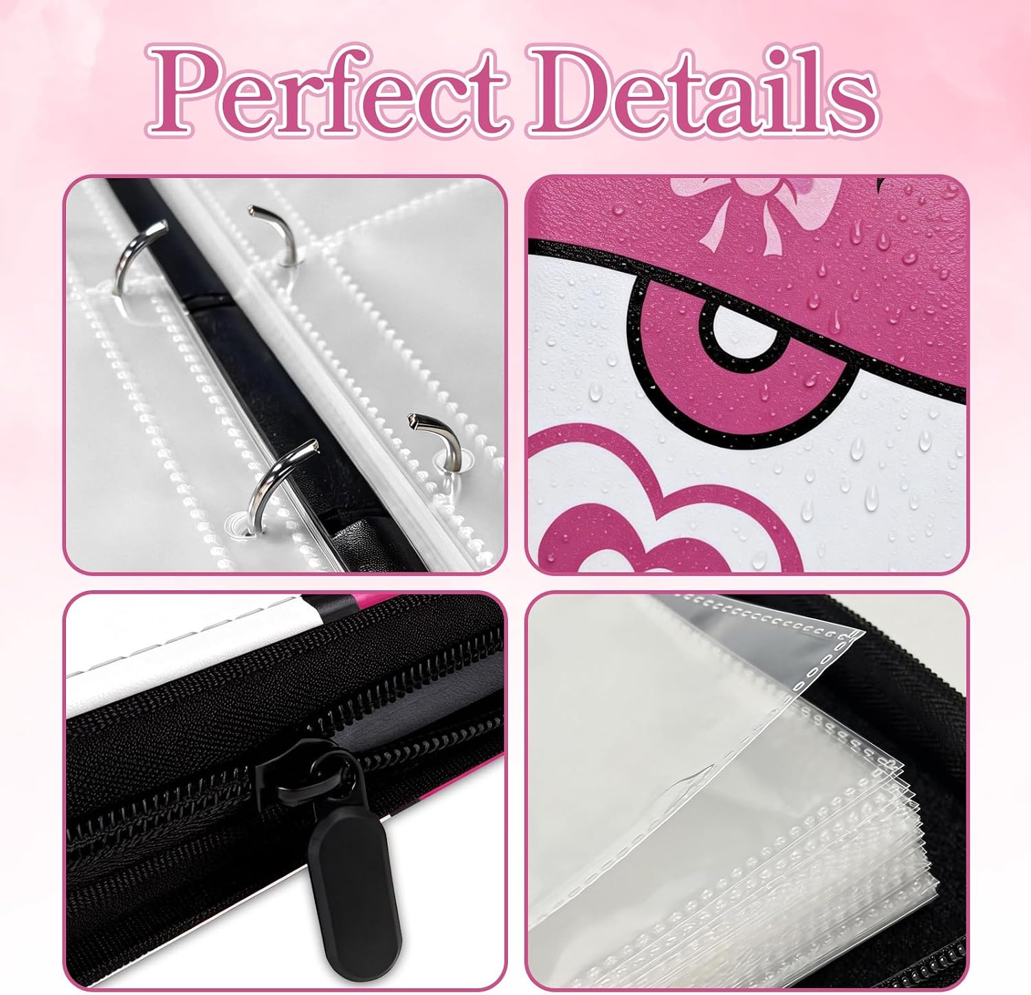 Zipper Seals Kpop Photocard Binder, A5 PU Leather Binder Card Collector Album for Fujifilm Instax Mini Camera, Polaroid Camera, Suitable for Lomo Cards, 50 Pack 4-Pocket(400 Photos/Card)