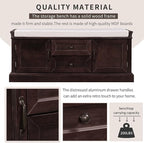 42″ Storage Bench with 2 Drawers and 2 Cabinets，Multipurpose Entryway Shoe Rack W/Removable Cushion，for Living Room Hallway Porch,Espresso