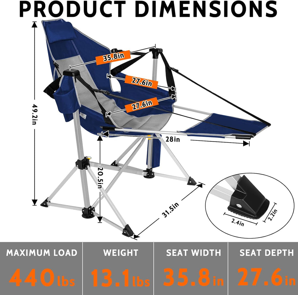 2-Pack Aluminum Hammock Chair with Footrest, Oversized Portable Folding Swing...