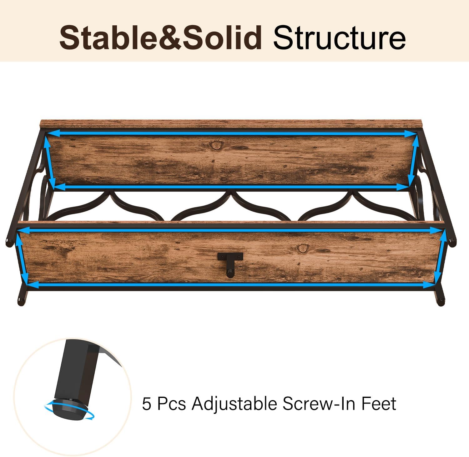 IBF 63 Inches Long Farmhouse Entryway Table, Rustic Wood Metal Sofa Console Table with Storage Shelves, Narrow Industrial Behind Couch Entry Hallway Table for Home Living Room, Rustic Brown Oak