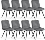 Dining Chairs Set of 8, Modern Dining Chairs with Thick Cushions, PU Leather Upholstered Kitchen Dining Room Chairs with Metal Legs for Dining Living Room (Dark Grey)