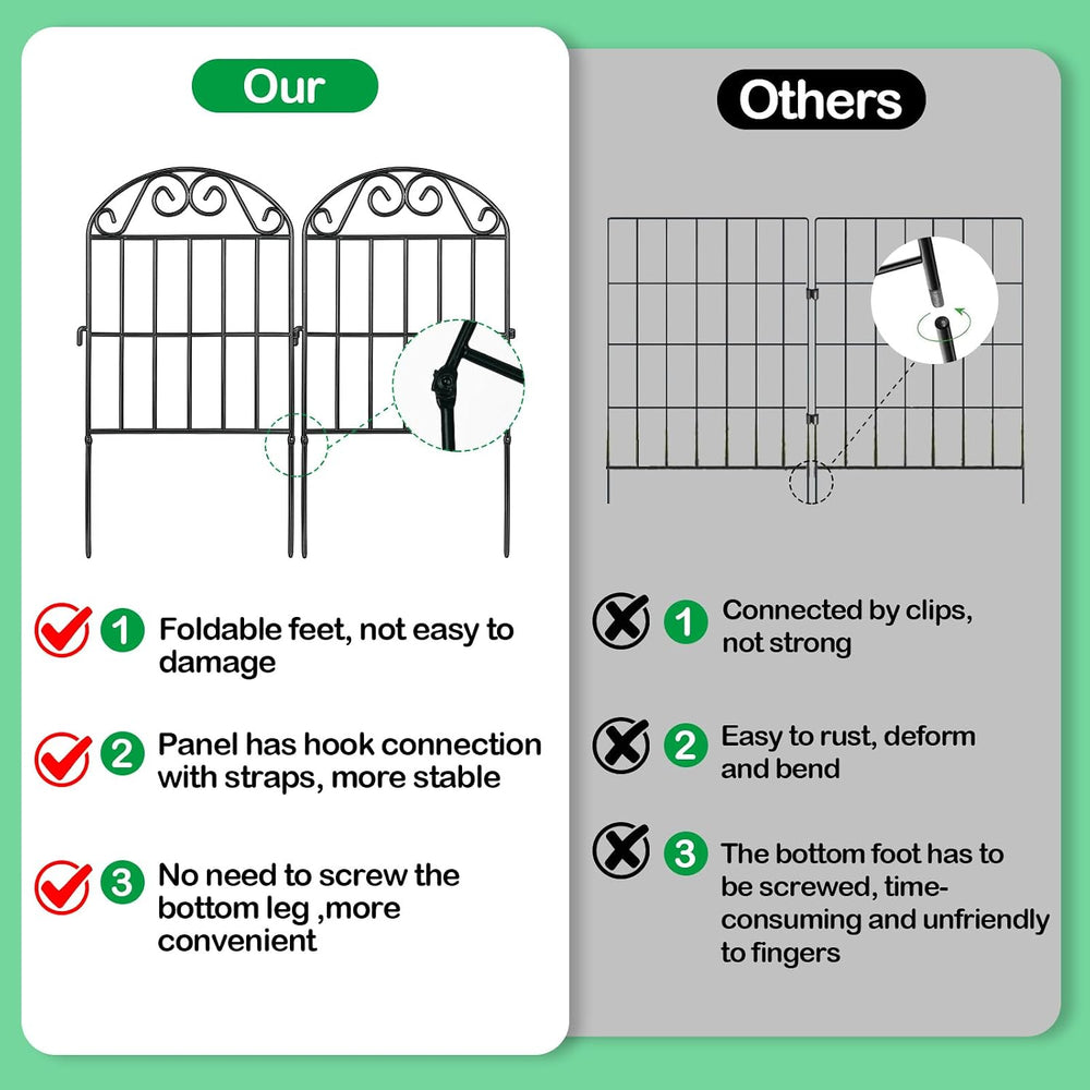 ADAVIN 24in Collapsible Garden Fence Border, 20 Panels Animal Barrier