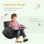Qaba Kids Sofa Rocking Chair with Side Pocket Toddler Chair Grey | Toddler Armchair, PU Leather, For Children