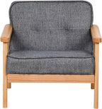 Kid Chair Sofa,Upholstered Armrest Chair with Solid Wood Structure and Linen Fabric for Kids Gift ( Dark Grey, Light Grey) ( Dark Grey)