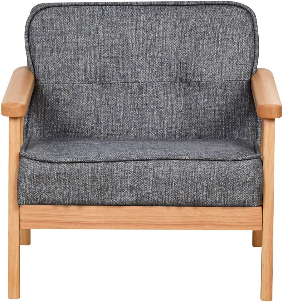 Kid Chair Sofa,Upholstered Armrest Chair with Solid Wood Structure and Linen Fabric for Kids Gift ( Dark Grey, Light Grey) ( Dark Grey)