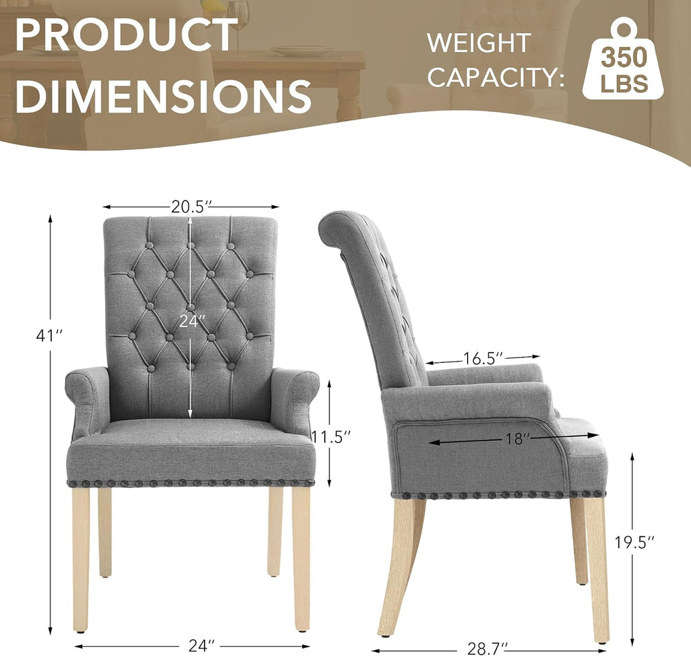 LOULENS Fabric Dining Chair, Modern Upholstered Armchair with Nailheads Trim ...