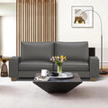 Faux Leather Couch, Mid Century Modern Comfy Loveseat Sofa with Wide Arm, Side Pockets, Solid Wooden Frame for Office, Living Room and Bedroom, 3 Seater (Gery, 88.58 inches)