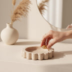 Marble Jewelry Dish 5.5 Inch Handmade Travertine Ring Holder - Trinket Tray for Keys, Earrings, Necklaces & Gifts for Women - Small Candle Dishes, Stone Jewelry Tray for Vanity Decor