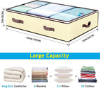 90L Under Bed Storage Containers, Closet Organizers and Storage Bins, Foldable Underbed Storages Bags for Blankets, Towels, Comforter, Sweaters, Pillows, Linen Sheets, Wrapping Paper, 4 Pack Beige