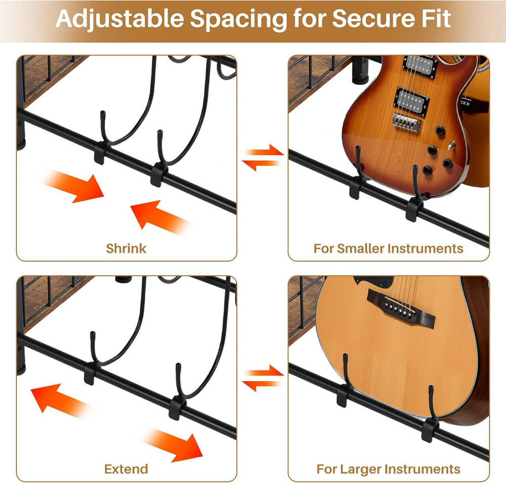FurnitureR Multifunctional End Table with Guitar Stand, Industrial Style 3-Ti...