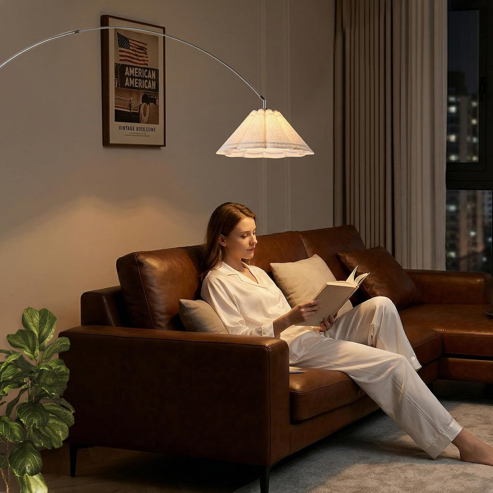 Large Arc Floor Lamp with Natural Marble Base - 81" Tall Adjustable Arch...