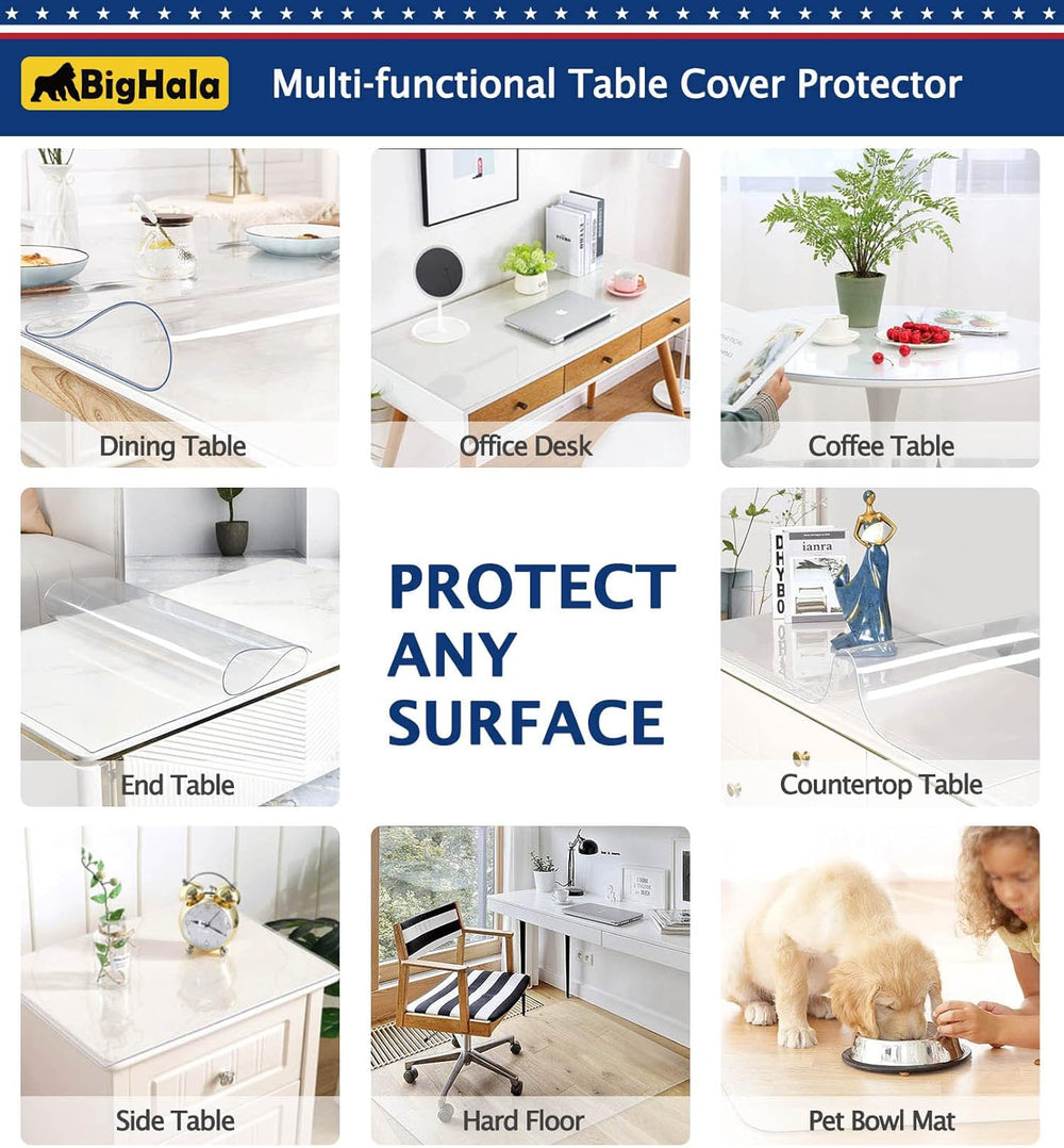 Wood Furniture Table Protector Clear Plastic Wipeable Tablecloth Eco Thick Pr...