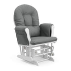 Storkcraft Premium Hoop Glider & Ottoman (White/Gray) — GREENGUARD Gold Certified Nursery Glider, Solid Wood Craftsmanship, Smooth-Gliding, Award-Winning