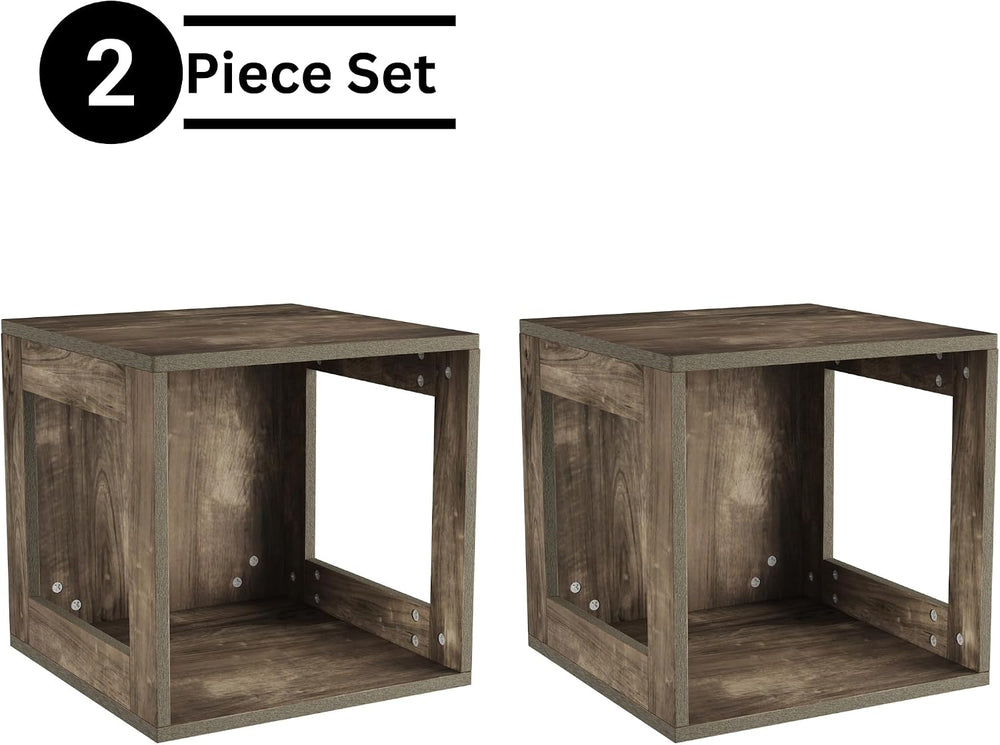 Lavish Home Side Table with Storage - Set of 2 Minimalist Modern Nightstand o...