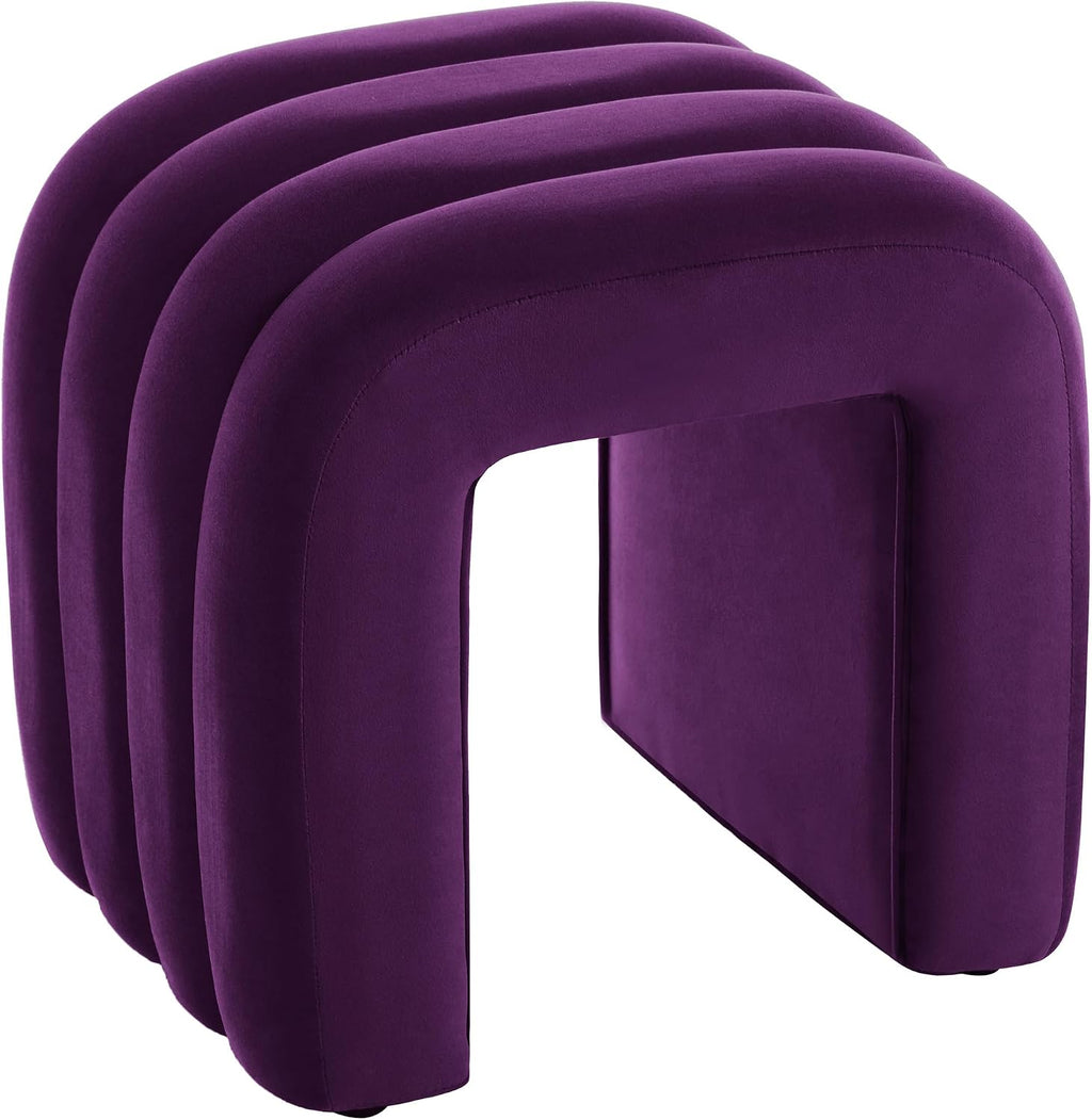 Flouki Velvet Vanity Stools, Multifunctional Arch Ottomans, Small Arch Ottoman, Ottomans for Bedroom, Dorm, Side Table Seat for Living Room, Entryway (Purple)