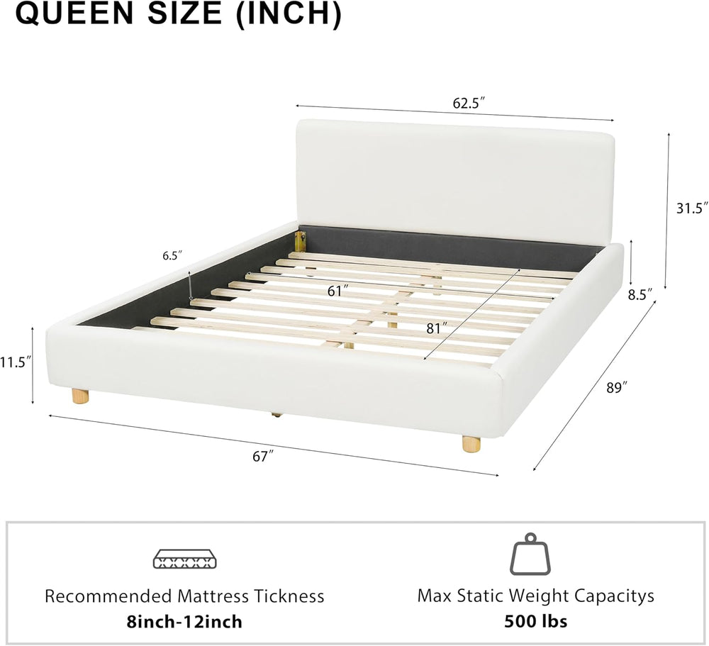 Merax Queen Size Boucle Upholstered Platform Bed Frame with Headboard,Modern ...