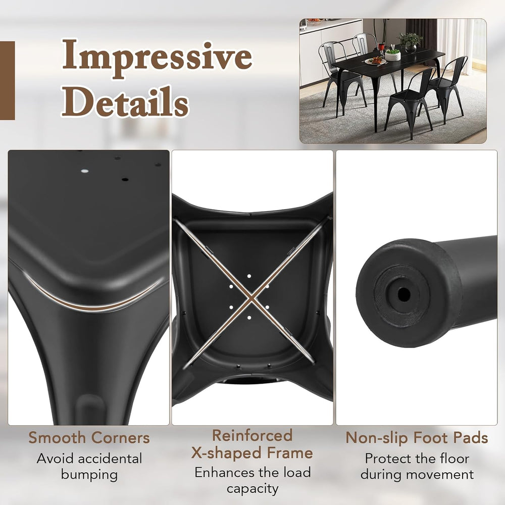 Giantex Metal Dining Chairs Set of 4, Farmhouse Kitchen Chairs with Removable...
