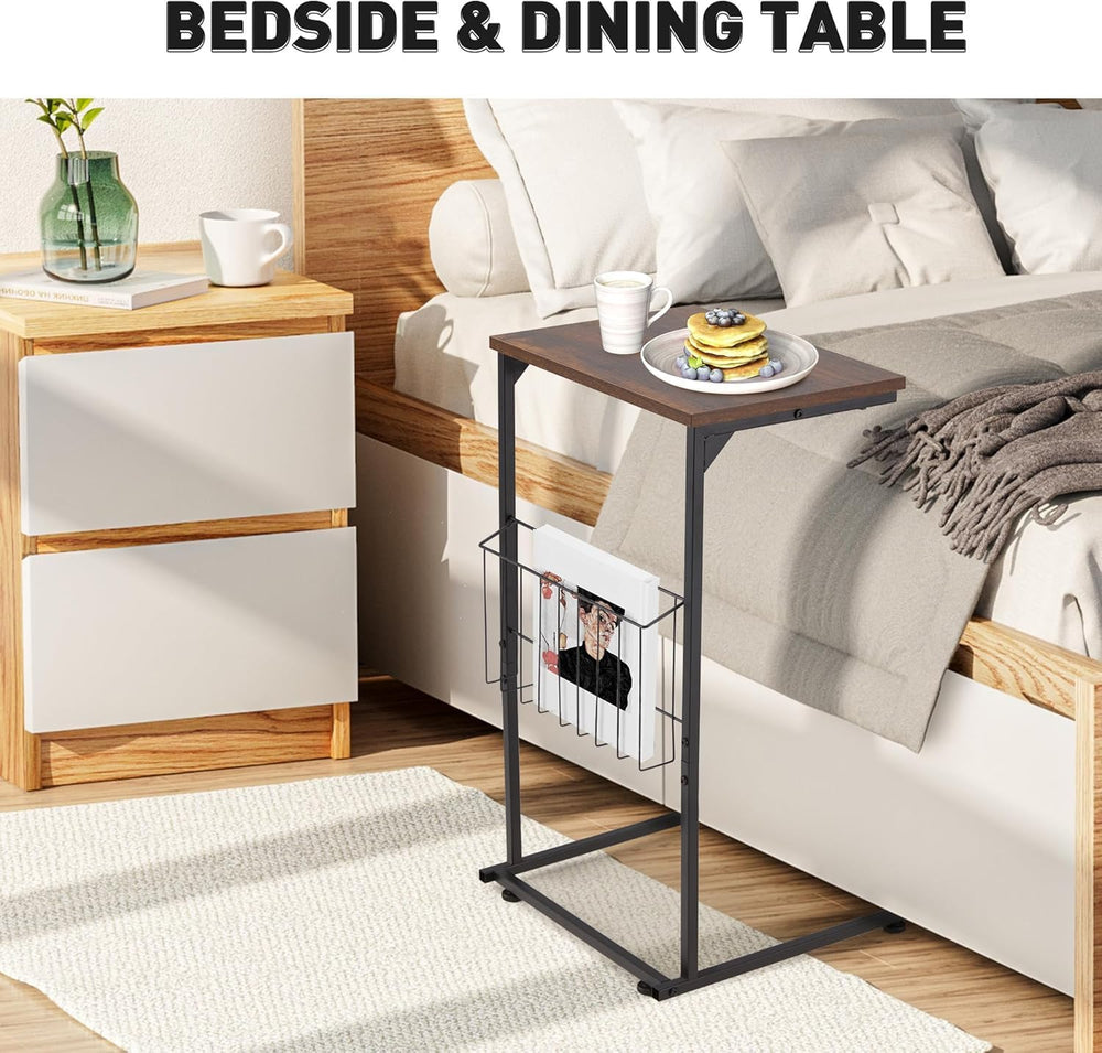 HOMREST End Table, Small Narrow Sofa Table for Couch and Recliner,C Shaped Si...