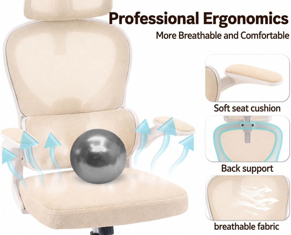 Ergonomic Office Chair with Adjustable Headrest & Lumbar Support, High Ba...